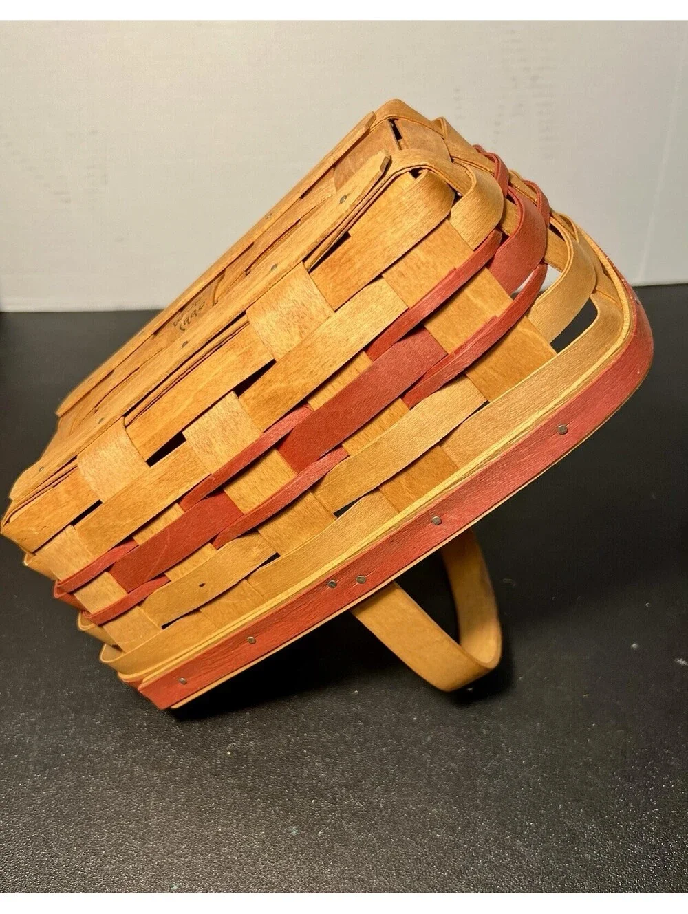Longaberger 1990 Christmas Gingerbread Basket Signed Plastic Liner, 10x6.5”